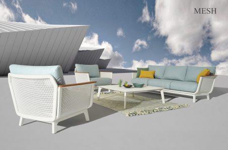 Mesh Sofa Set White 2 מוקטן